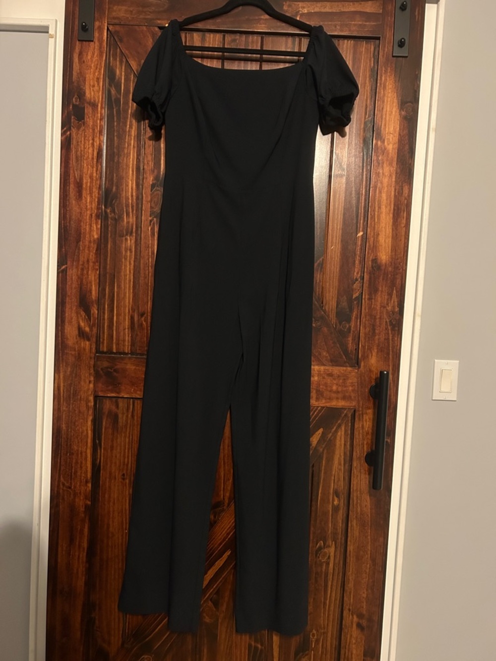 Lilly Pulitzer Black Off-Shoulder Jumpsuit with Puff Sleeves